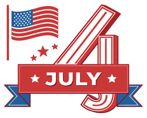 Naklejka premium 4th of July sign illustration design on white background clear and sharp details.