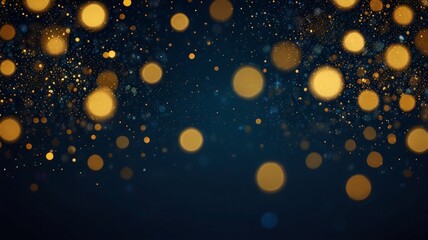 Blue Background with Blurred Golden Particles