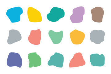 Organic colorful blob shape isolated on white background. Abstract fluid shapes vector set, simple decoration forms .