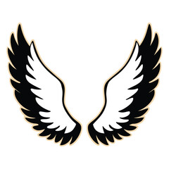 Obraz premium White vector bird wings with feather and angel design silhouette