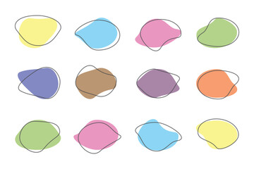 Organic colorful blob shape isolated on white background. Abstract fluid shapes vector set, simple decoration forms .