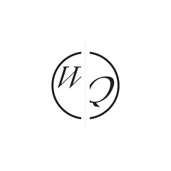 Monogram Simple Logo WQ Unique Vector Circled Alphabet Initial Alphabet Design