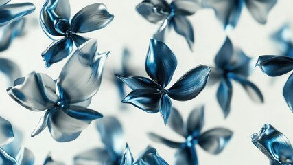 Macro shot of water droplets on blue flowers - Powered by Adobe