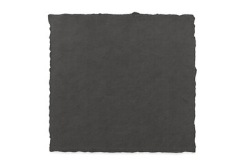 Obraz premium Torn dark gray rectangular paper fragment with ragged edges, isolated on transparent background, perfect for design layouts