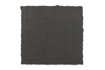 Torn dark gray rectangular paper fragment with ragged edges, isolated on transparent background, perfect for design layouts