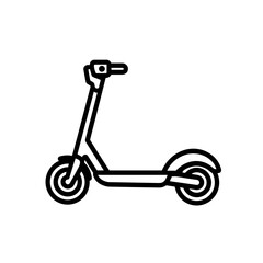 Electric scooter icon in line art style, transportation and mobility