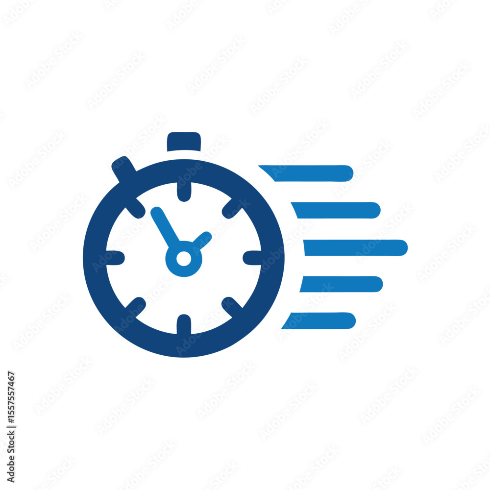 Poster blue stopwatch with motion lines timer clock