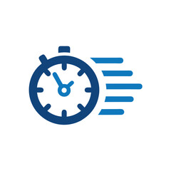 Blue stopwatch with motion lines timer clock