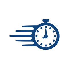 Blue stopwatch with motion lines time speed