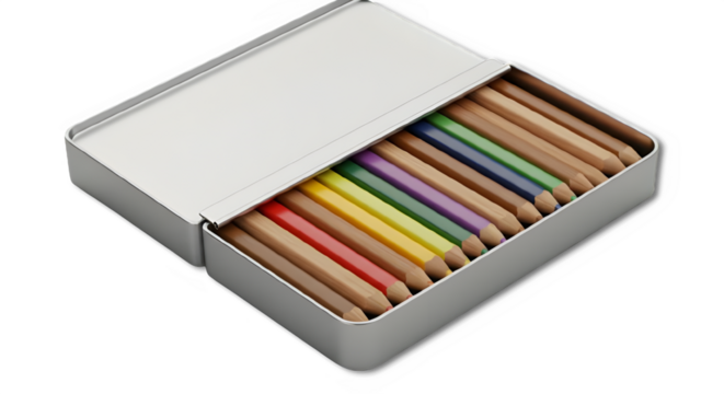box of color pencils isolated on white