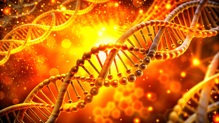 Obraz premium Digital illustration DNA structure in colour background with lights effects. Medical research and development concept