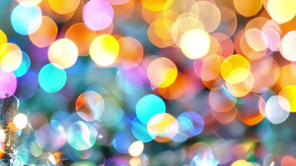 Fototapete Celestial Symphony: An enchanting display of colorful bokeh lights dances across the frame, creating a mesmerizing and dreamlike experience. 