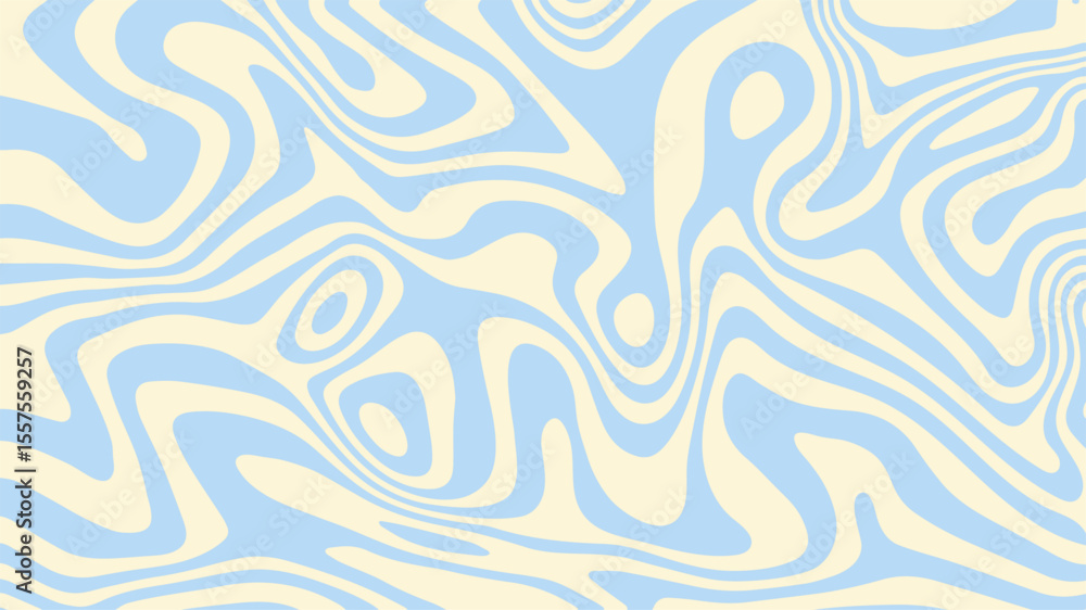 Poster Abstract background pattern with pastel blue waves on light cream background. Vector design