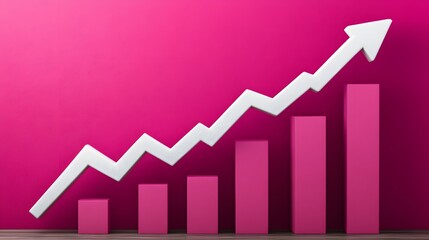 Growing Business Chart Pink Background 3D Render