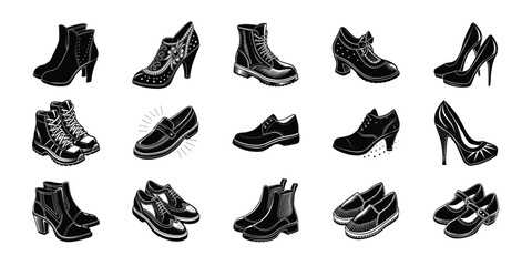 Fototapeta premium Elegant Men's Shoe Collection - A Variety of Formal and Classic Styles shoe silhouettes. 