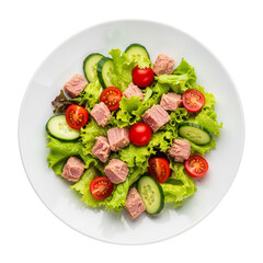 Tuna salad plate isolated on transparent background