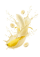 banana splash isolated on white