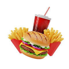 hamburger and fries