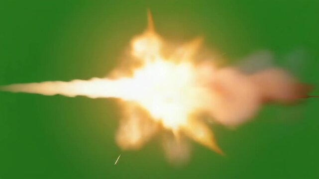 Fire muzzle flash effect animation on green screen for video editing and special effects use