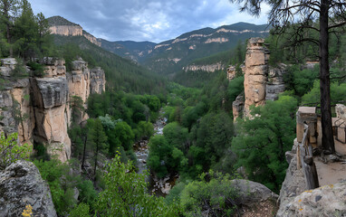 Majestic canyon vista river valley scenic landscape