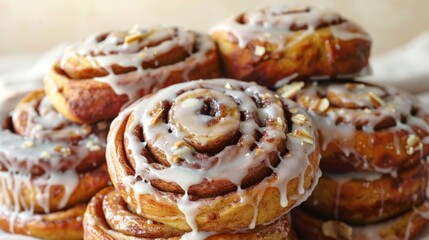 Delicious cinnamon rolls with icing glaze.