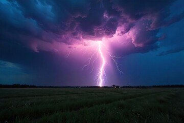 Breathtaking Thunderstorm Powerful Thunderbolt Striking Dark Landscape