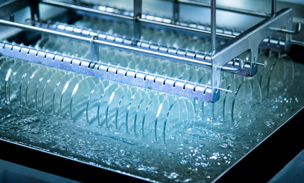 Automated production line for eyeglass lenses