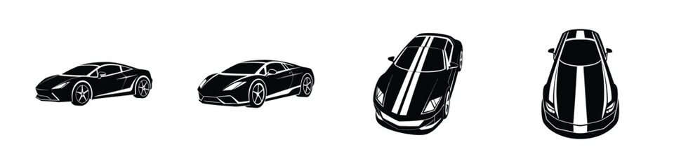 Fototapeta premium Angled view of a refined sports car accelerating out Isolated on White Background