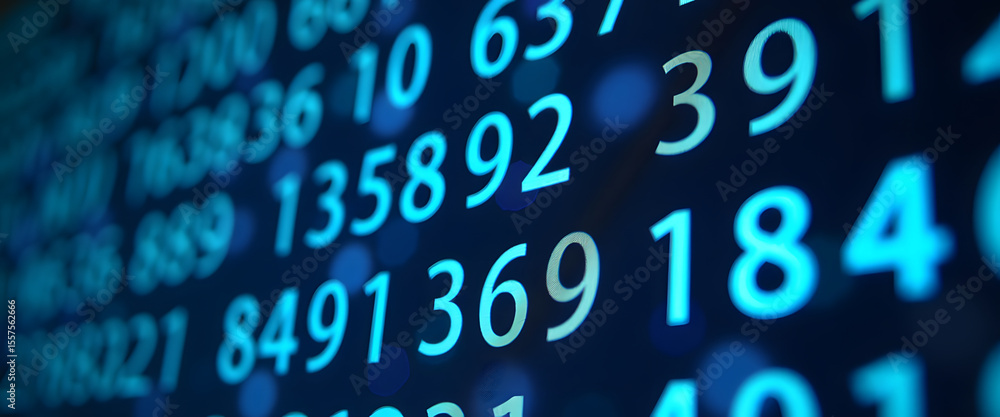 Poster a captivating display of glowing numbers, representing data and information.