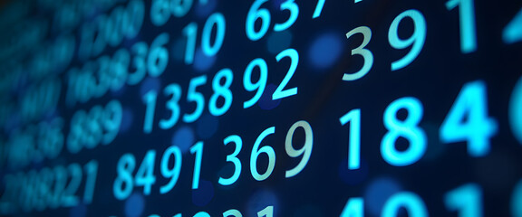 A captivating display of glowing numbers, representing data and information.