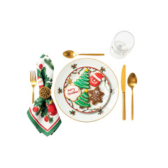 christmas table setting with christmas decorations