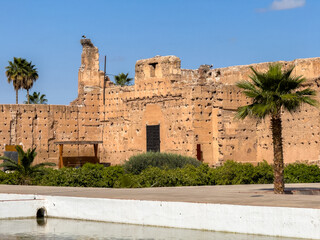 Morocco, Historical landmark in the heart of Marrakesh, remains of 16th century El Badi Palace
