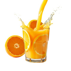 orange juice splash isolated on white