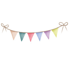 Hand drawn watercolor birthday party flag