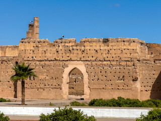 Morocco, Historical landmark in the heart of Marrakesh, remains of 16th century El Badi Palace