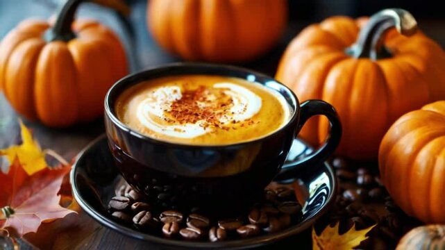 Pumpkin drink coffee food.