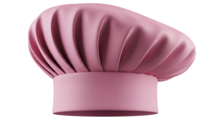 Pink chef hat with pleats isolated on transparent background