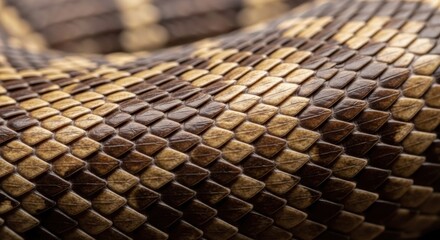 Naklejka premium Close-up of textured brown and beige snake skin scales