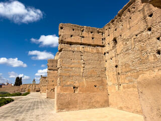 Morocco, Historical landmark in the heart of Marrakesh, remains of 16th century El Badi Palace