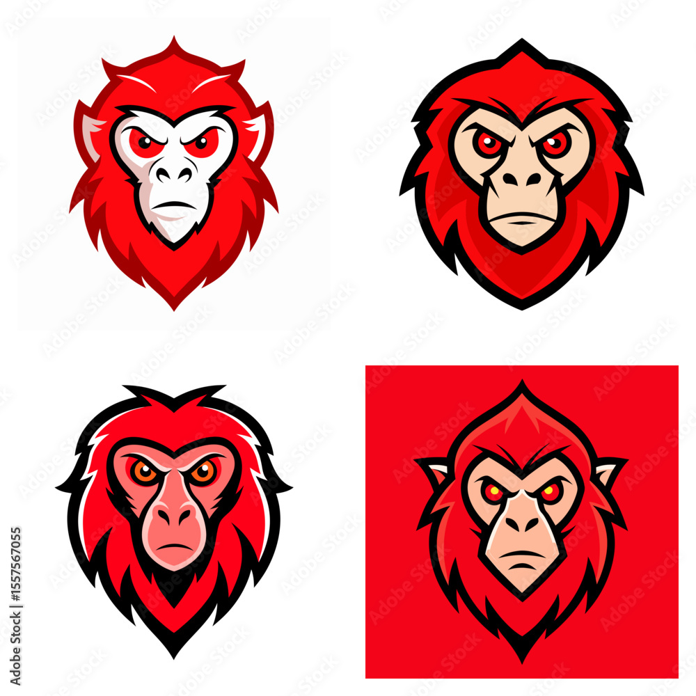 Aufkleber four stylized badger head illustrations in different color schemes and square background variations