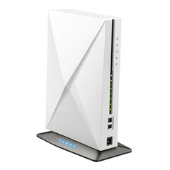 Front View of Stylish Smart Wi-Fi Router Isolated on White Background