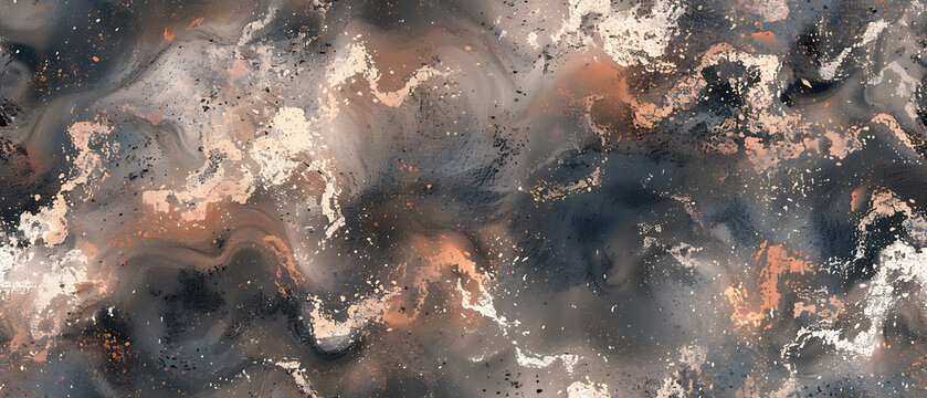 Abstract swirling marble texture in rose gold and grey tones