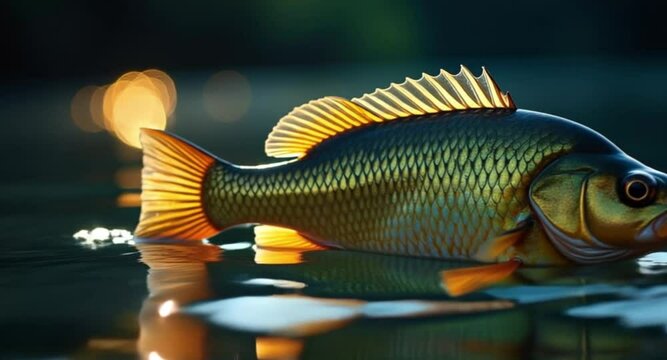 Slow-swimming crappie in calm freshwater lake, detailed underwater behavior in professional-grade high-resolution video footage.

