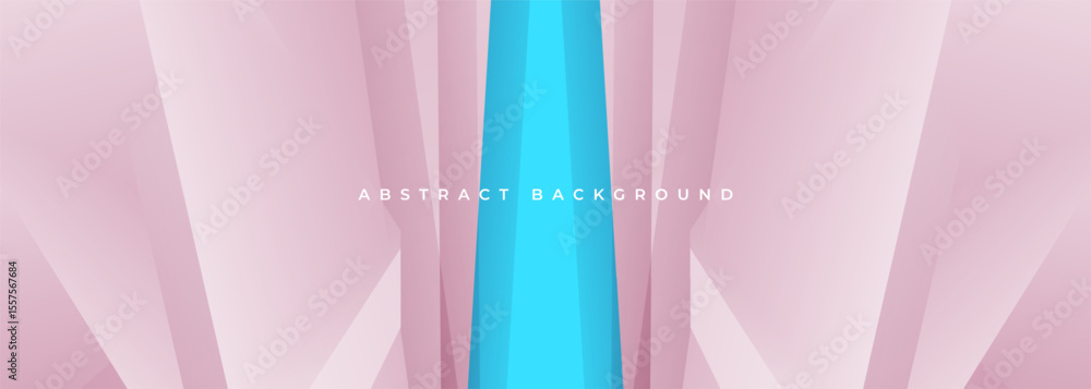 Poster pink and blue modern abstract wide banner with geometric shapes. pastel colored 3d abstract backgrou