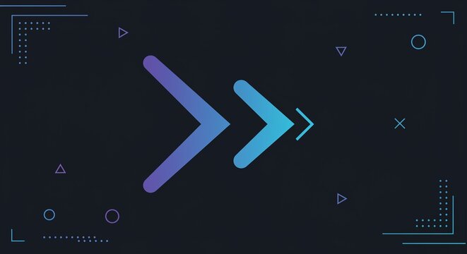 Abstract Double Arrow Design Gradient Purple Blue Vector Illustration