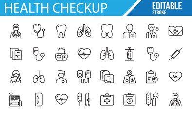 Health Icons Set for Checkup, Wellness, and Healthcare Services
