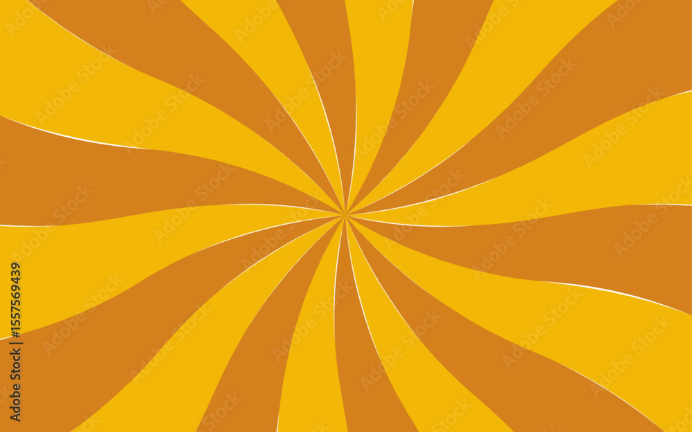 Poster abstract bold optical illusion background with swirling orange and white wavy stripes radiating from