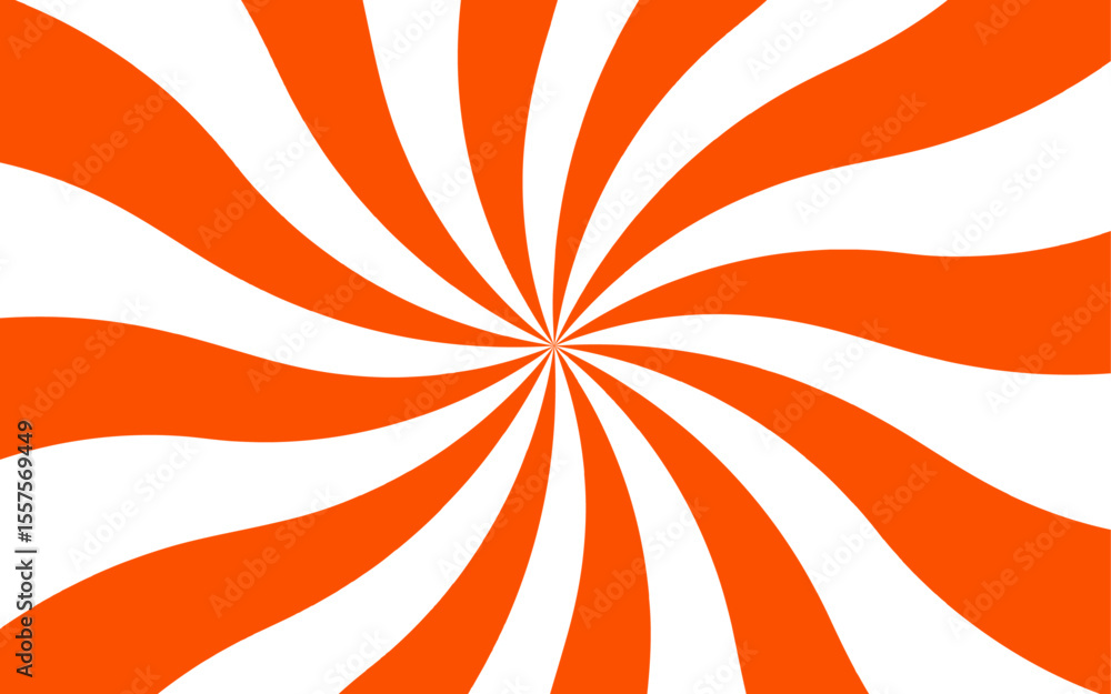 Poster abstract bold optical illusion background with swirling orange and white wavy stripes radiating from