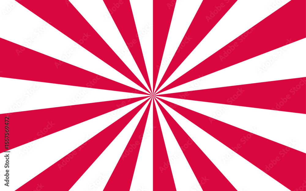 Poster abstract bold optical illusion background with swirling red and white wavy stripes radiating from th