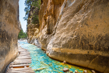 National Park Samaria Gorge, hiking trail. Crete, Greece
